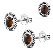 Medium Oval Baltic Amber Stud Silver Earrings, e335